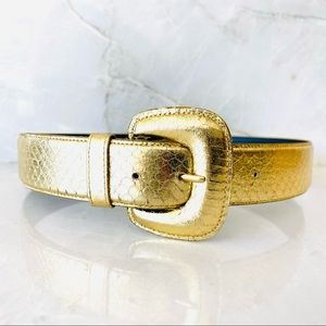 Metallic Gold Snakeskin Waist Belt - M
